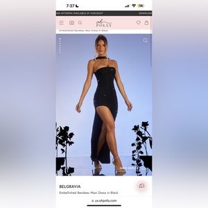 Oh Polly - Maxi embellished black dress. Size 6 with adjustable straps